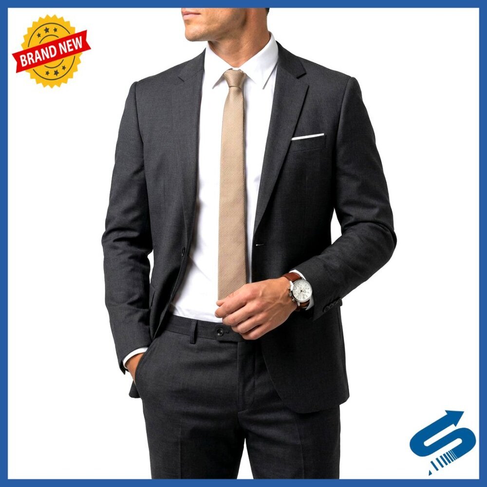 Slim Fit Men's Suit Set with Tie, Business Wedding Prom Party